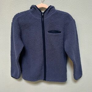 Old Navy Sherpa Zip-Front Hooded Teddy Jacket, blue volcanic glass, boys large